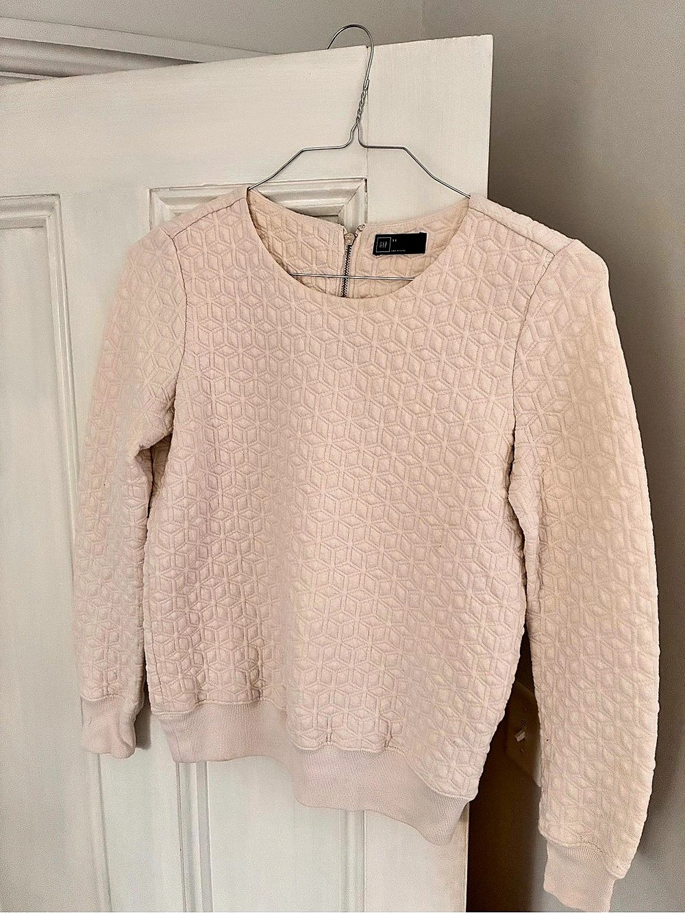 Gap Quilted Sweatshirt Geometric Pullover Pink XS